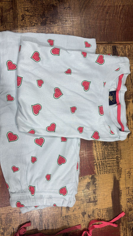 Red heart print short set