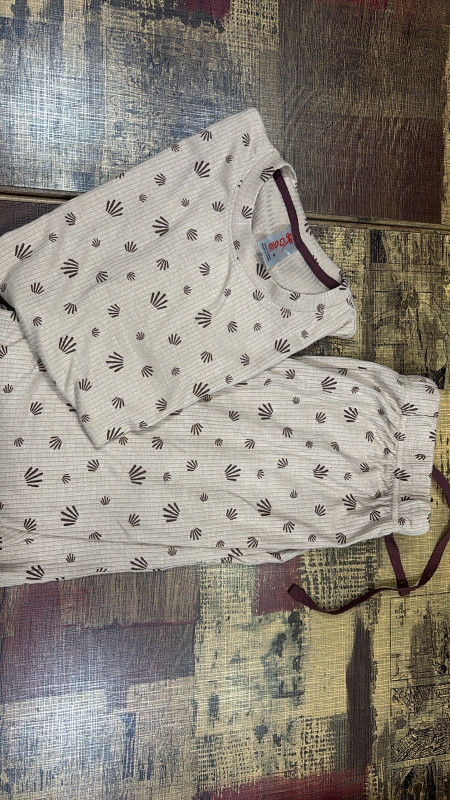 Beige short set with cute print