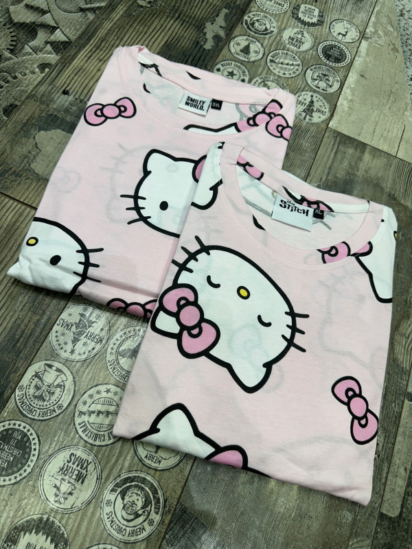 Pink kitty short set