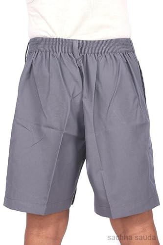 AMBIKA STORES & READYMADES School Uniform - Pant for Boys, Cotton Shorts, Elastic Waist Half Pants, Regular Fit Sports Shorts