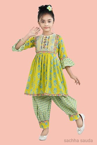 Arshia Fashions Girls Ethnic Wear Kurti and Dhoti Pant Set